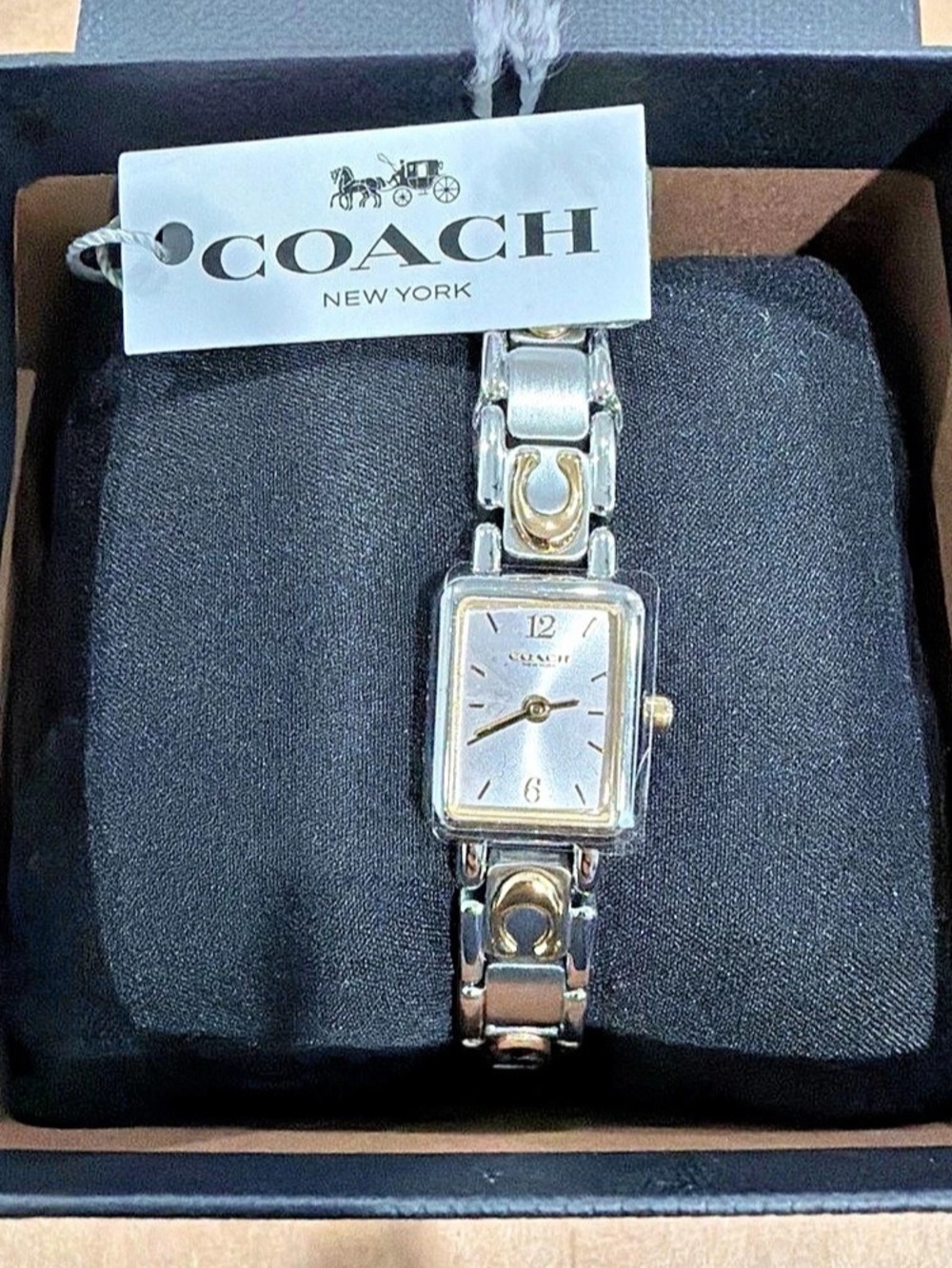 COACH Mara Women’s Quartz Watch - Mini Tank-Shaped Bracelet IN Two Tone NWT